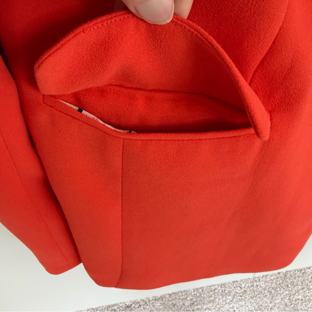 SKIES ARE BLUE Notch Lapel Open Front Statement Blazer in Orange 25007ST - Picture 5 of 6
